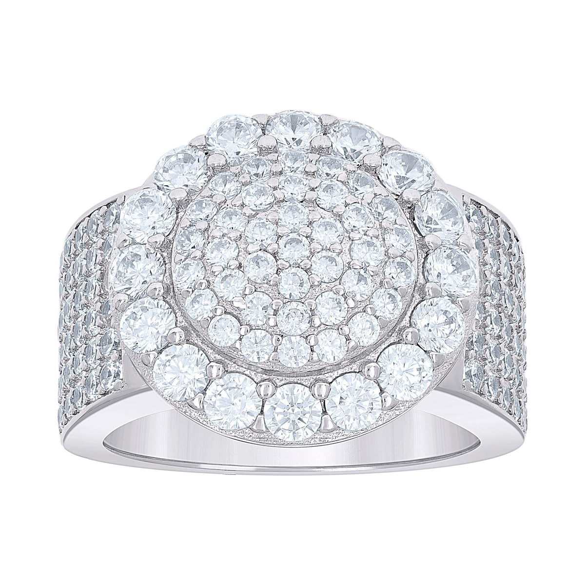 925 Sterling Silver Mens Cubic-Zirconia Cluster Round Head Fashion Ring Size 11
