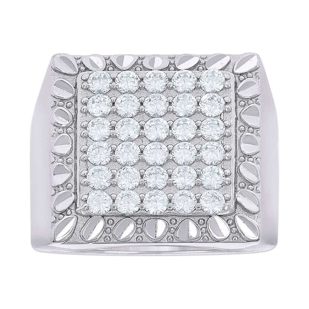 925 Sterling Silver Mens Cubic-Zirconia Square Head Fashion Ring Size 11