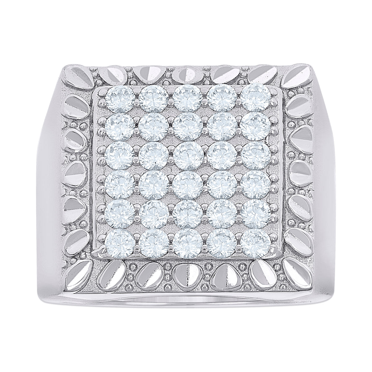 925 Sterling Silver Mens Cubic-Zirconia Square Head Fashion Ring Size 11