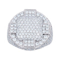 925 Sterling Silver Mens Cubic-Zirconia Cluster Round Head Fashion Ring Size 11