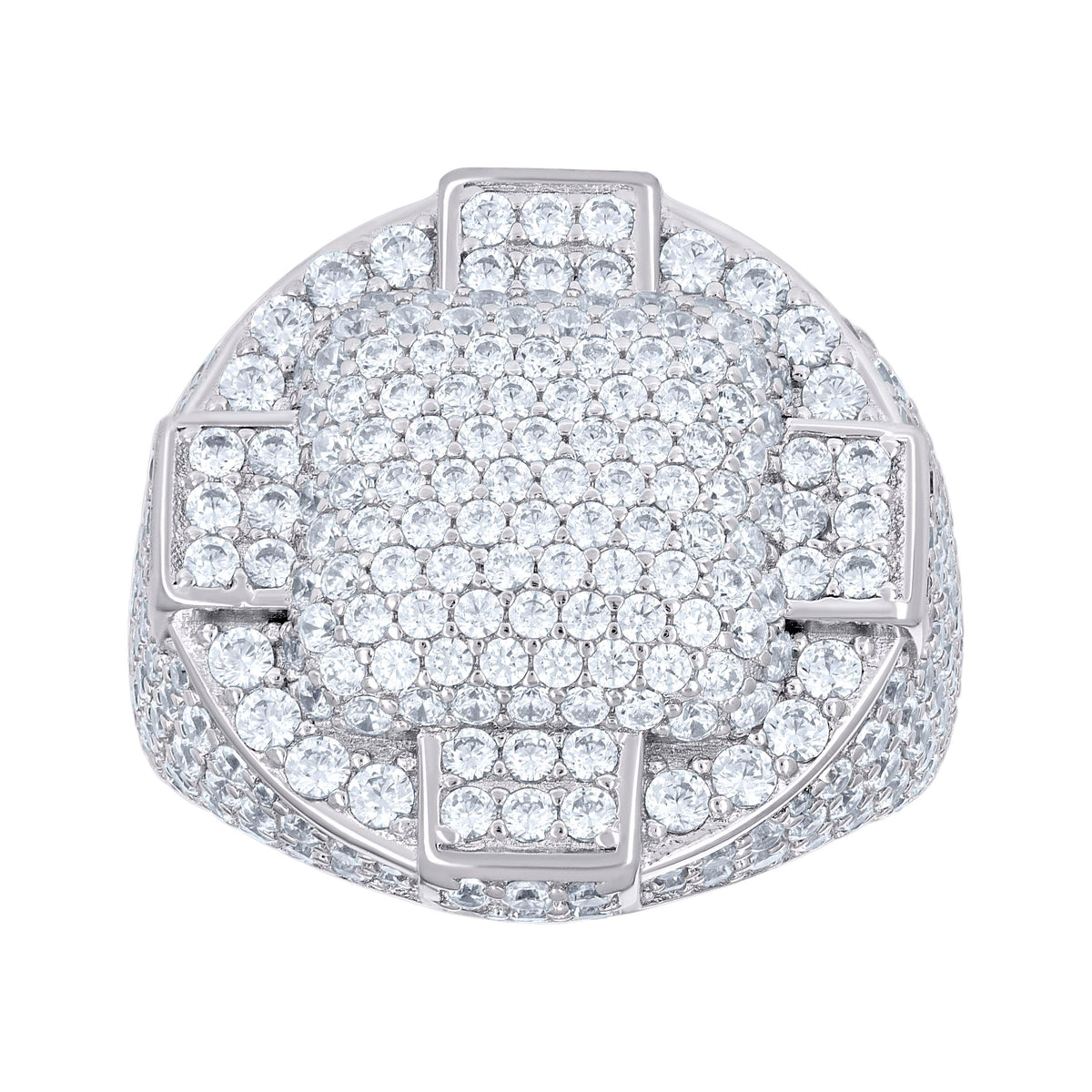 925 Sterling Silver Mens Cubic-Zirconia Cluster Round Head Fashion Ring Size 10