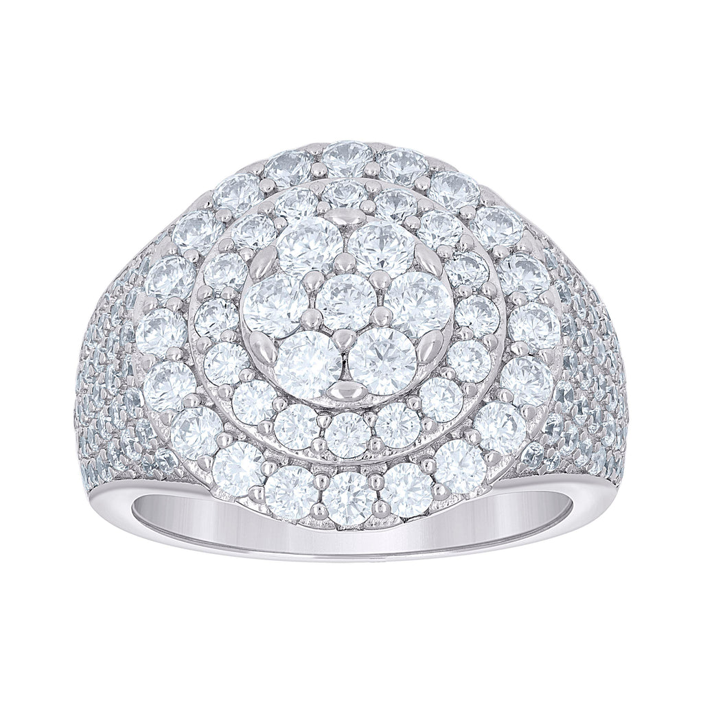 925 Sterling Silver Mens Cubic-Zirconia Cluster Round Head Fashion Ring Size 12