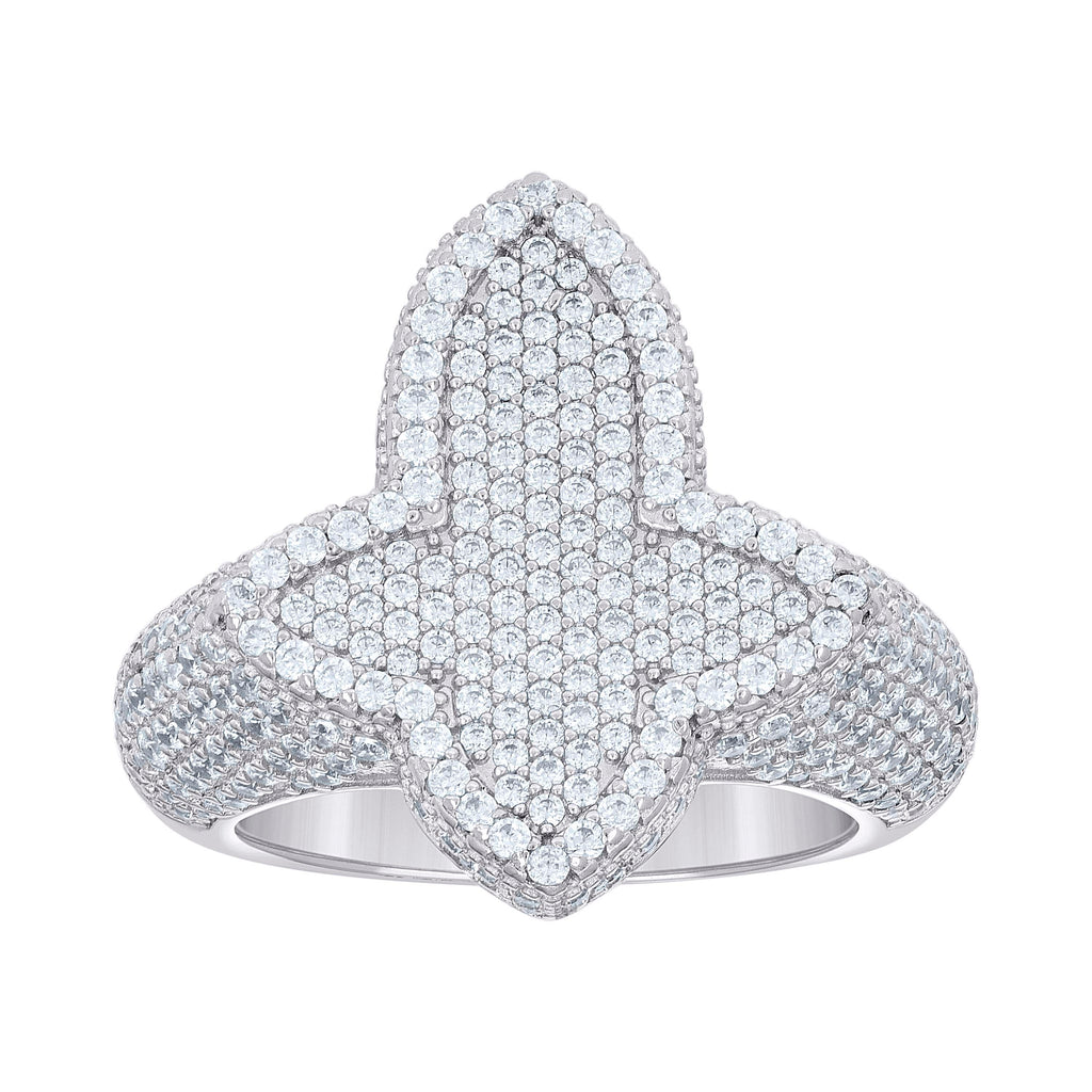 925 Sterling Silver Mens Cubic-Zirconia Cluster Cross Religious Ring Size 12