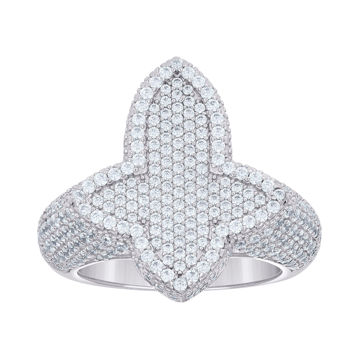 925 Sterling Silver Mens Cubic-Zirconia Cluster Cross Religious Ring Size 12