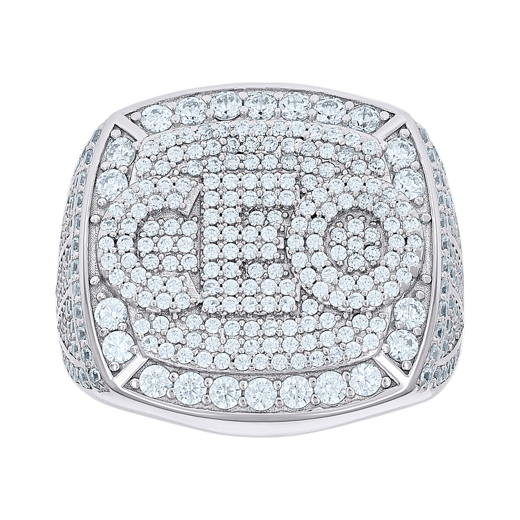 925 Sterling Silver Mens Cubic-Zirconia CEO Square Head Fashion Ring Size 10
