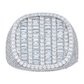 925 Sterling Silver Mens Baguette Round Cubic-Zirconia Square Head Fashion Ring