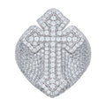925 Sterling Silver Mens Cubic-Zirconia Cross Religious Ring Size 11