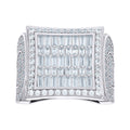 925 Sterling Silver Mens Baguette Round Cubic-Zirconia Square Head Fashion Ring
