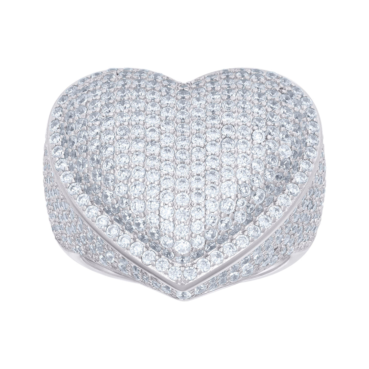 925 Sterling Silver Womens Cubic-Zirconia Cluster Heart Ring Size 11