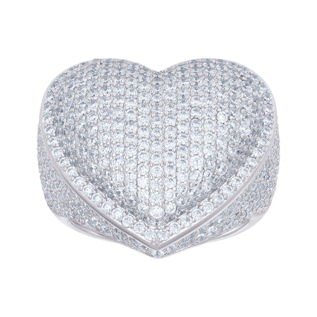 925 Sterling Silver Womens Cubic-Zirconia Cluster Heart Ring Size 12