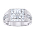 925 Sterling Silver Mens Round Baguette Cubic-Zirconia Square Head Fashion Ring
