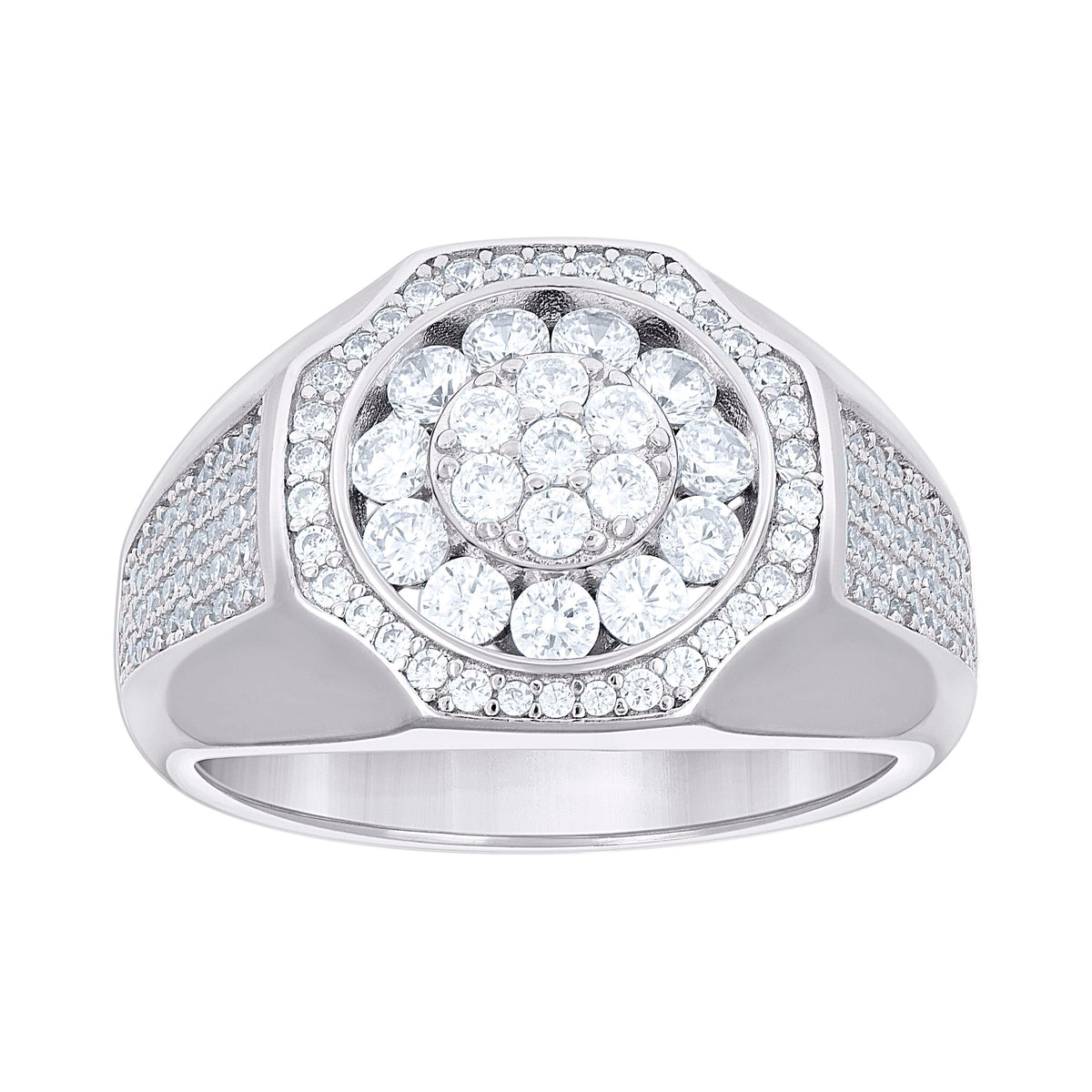 925 Sterling Silver Mens Cubic-Zirconia Fashion Ring Size 10