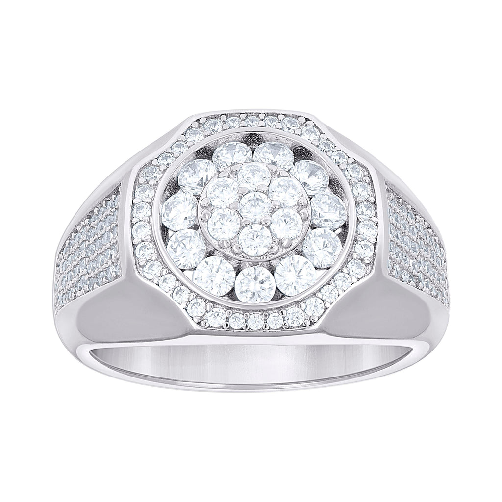 925 Sterling Silver Mens Cubic-Zirconia Fashion Ring Size 9