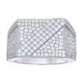 925 Sterling Silver Mens Cubic-Zirconia Square Head Fashion Ring Size 10