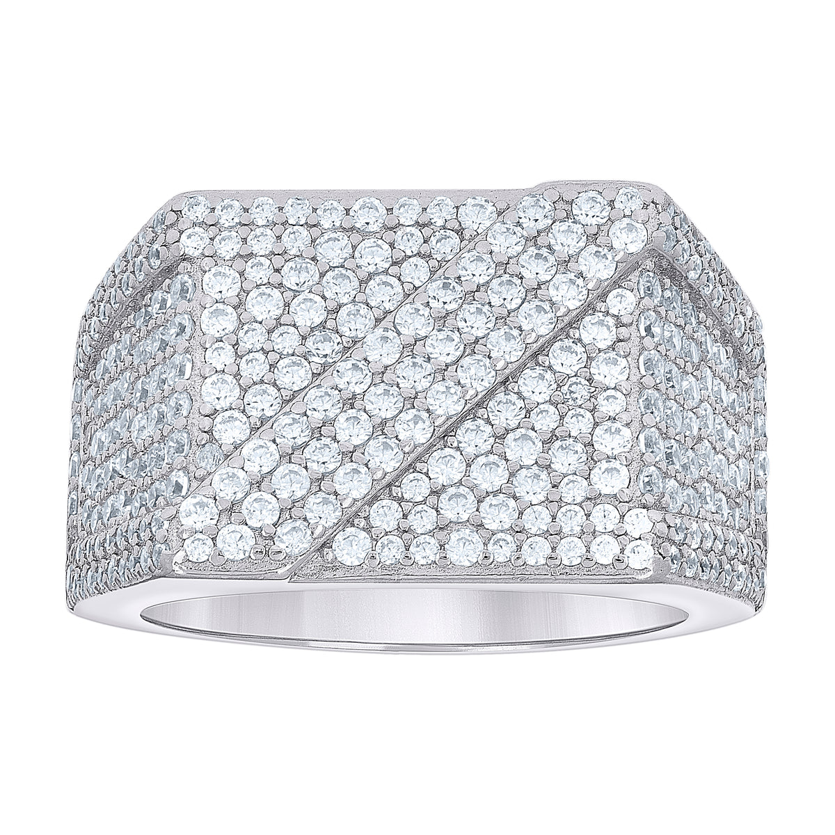 925 Sterling Silver Mens Cubic-Zirconia Square Head Fashion Ring Size 10