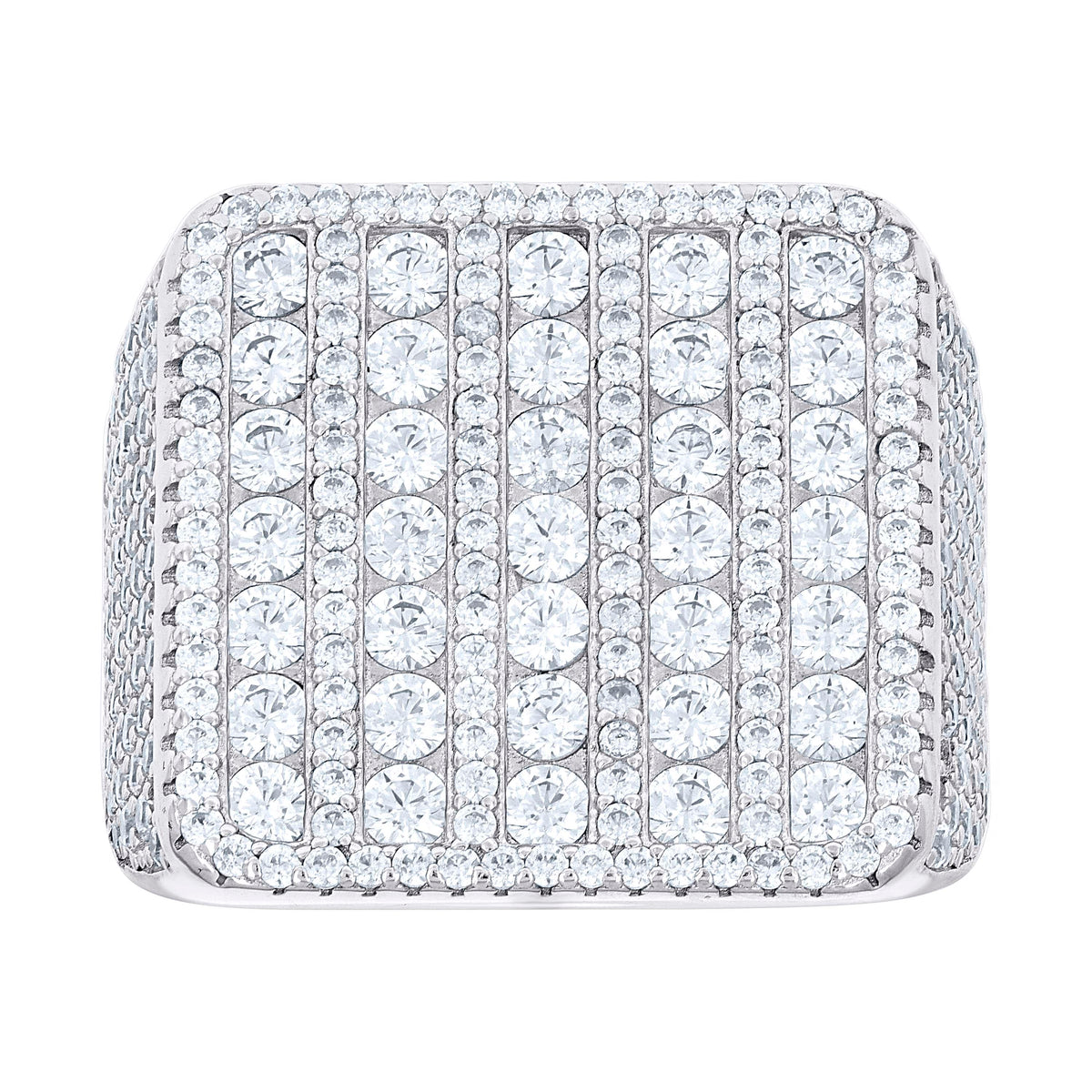 925 Sterling Silver Mens Cubic-Zirconia Cluster Square Head Fashion Ring Size 12