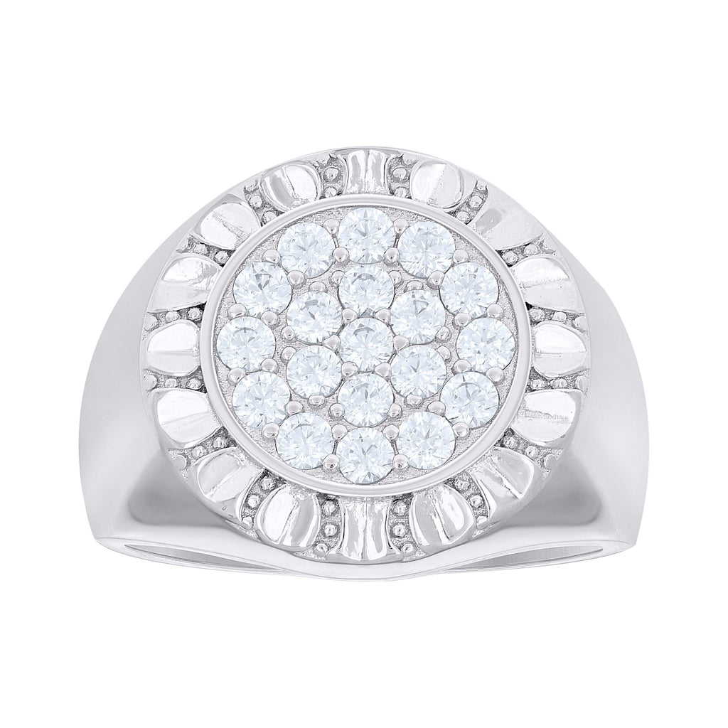 925 Sterling Silver Mens Cubic-Zirconia Round Head Fashion Ring Size 11