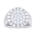 925 Sterling Silver Mens Cubic-Zirconia Round Head Fashion Ring