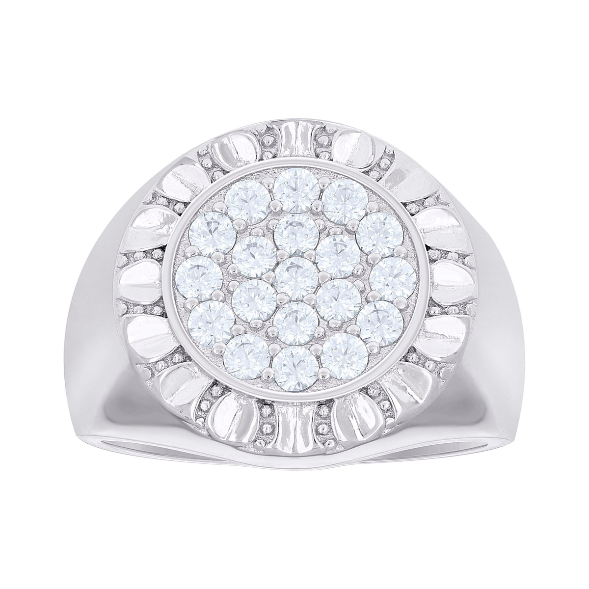 925 Sterling Silver Mens Cubic-Zirconia Round Head Fashion Ring