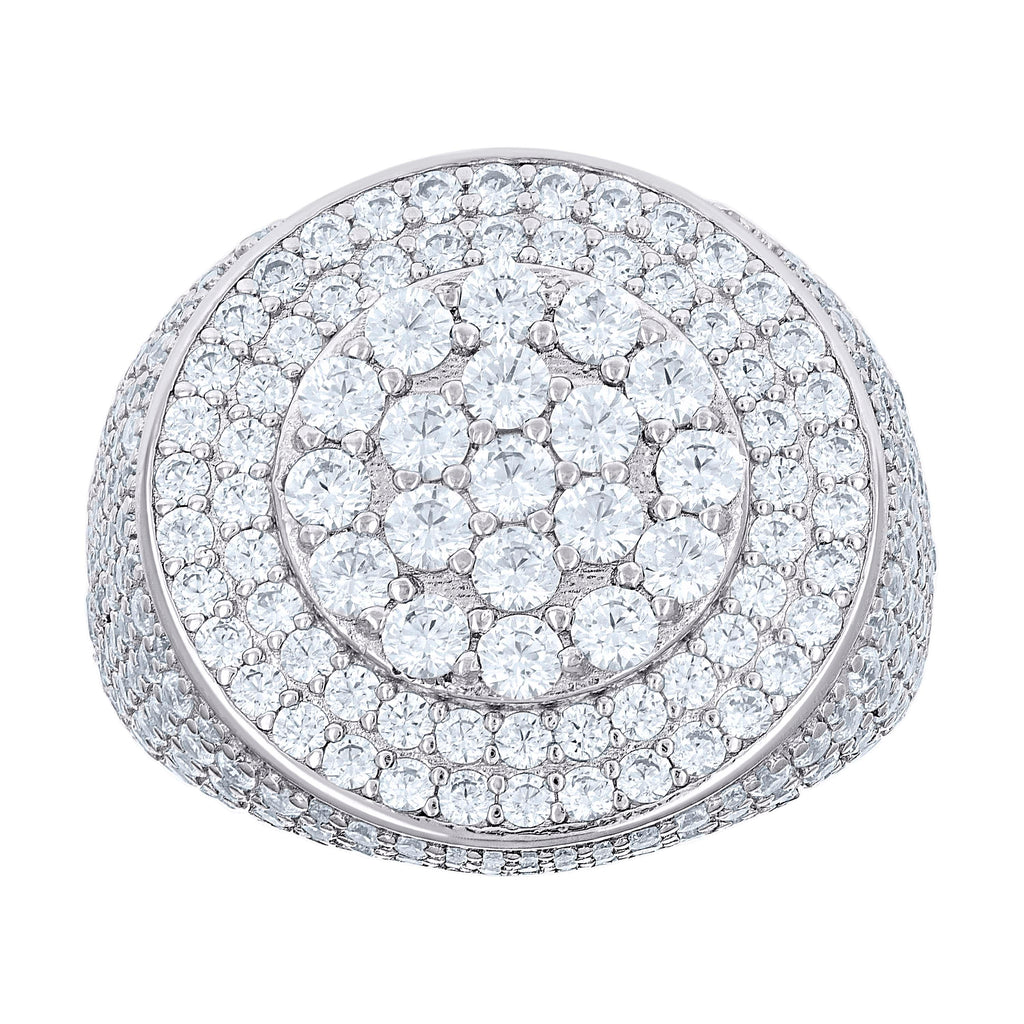 925 Sterling Silver Mens Cubic-Zirconia Cluster Round Head Fashion Ring Size 12