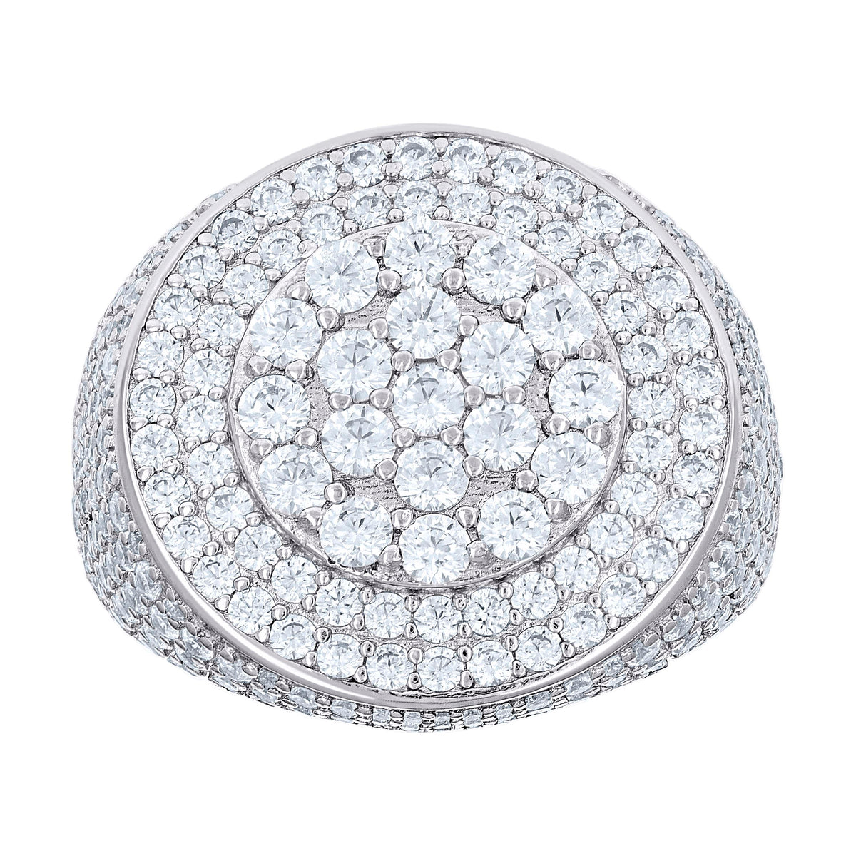 925 Sterling Silver Mens Cubic-Zirconia Cluster Round Head Fashion Ring Size 12