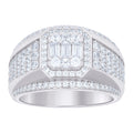 925 Sterling Silver Mens Round Baguette Cubic-Zirconia Fashion Ring Size 11