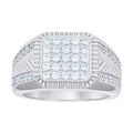 925 Sterling Silver Mens Cubic-Zirconia Square Head Fashion Ring Size 10
