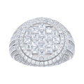 925 Sterling Silver Mens Round Baguette Cubic-Zirconia Round Head Fashion Ring Size 11