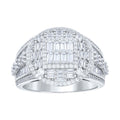 925 Sterling Silver Mens Round Baguette Cubic-Zirconia Round Head Fashion Ring Size 11