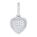 925 Sterling Silver Womens Cubic-Zirconia Puff Heart Pendant