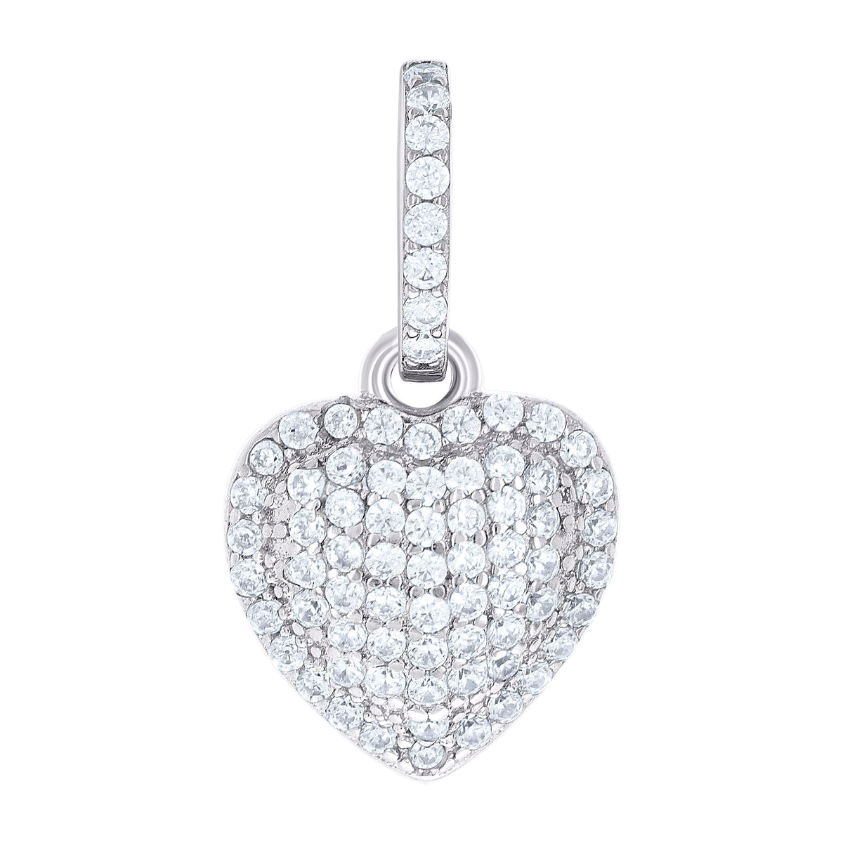 925 Sterling Silver Womens Cubic-Zirconia Puff Heart Pendant