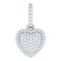 925 Sterling Silver Womens Cubic-Zirconia Puff Heart Pendant