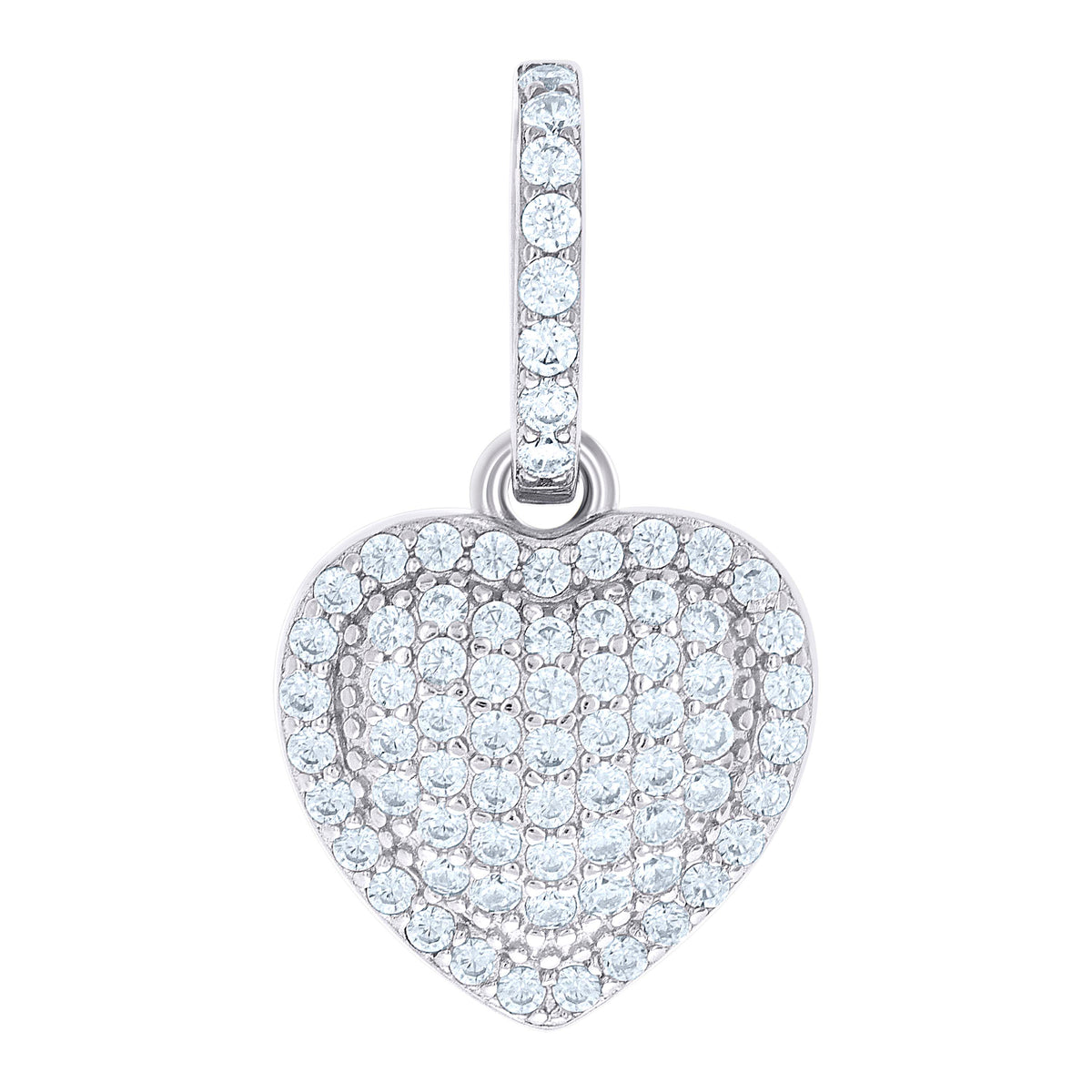 925 Sterling Silver Womens Cubic-Zirconia Puff Heart Pendant