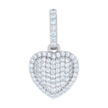 925 Sterling Silver Womens Cubic-Zirconia Puff Heart Pendant