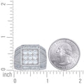 925 Sterling Silver Mens Baguette Round Cubic-Zirconia Square Head Fashion Ring Size 11