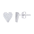 925 Sterling Silver Womens Cubic-Zirconia Heart Stud Earrings