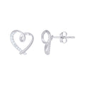 925 Sterling Silver Womens Cubic-Zirconia Knotted Heart Stud Earrings