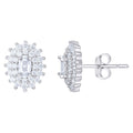 925 Sterling Silver Womens Pink White Oval Round Cubic-Zirconia Oval Fashion Stud Earrings