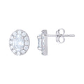925 Sterling Silver Womens Oval Round Cubic-Zirconia Oval Stud Earrings