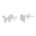 925 Sterling Silver Womens Cubic-Zirconia Butterfly Stud Earrings