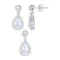 925 Sterling Silver Womens Teardrop Round Cubic-Zirconia Halo Teardrop Fashion Earrings And Pendant Set