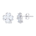 925 Sterling Silver Womens Cubic-Zirconia Clover Good Luck Stud Earrings