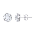 925 Sterling Silver Womens Green White Cubic-Zirconia Flower Fashion Stud Earrings