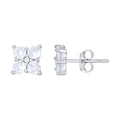 925 Sterling Silver Womens Purple White Cubic-Zirconia Square Fashion Stud Earrings