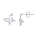 925 Sterling Silver Womens Cubic-Zirconia Butterfly Stud Earrings