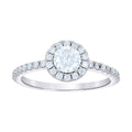 925 Sterling Silver Womens 0.88ct Moissanite Halo Engagement Ring