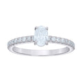 925 Sterling Silver Womens Oval Round 0.77ct Moissanite Oval Engagement Ring Size 8