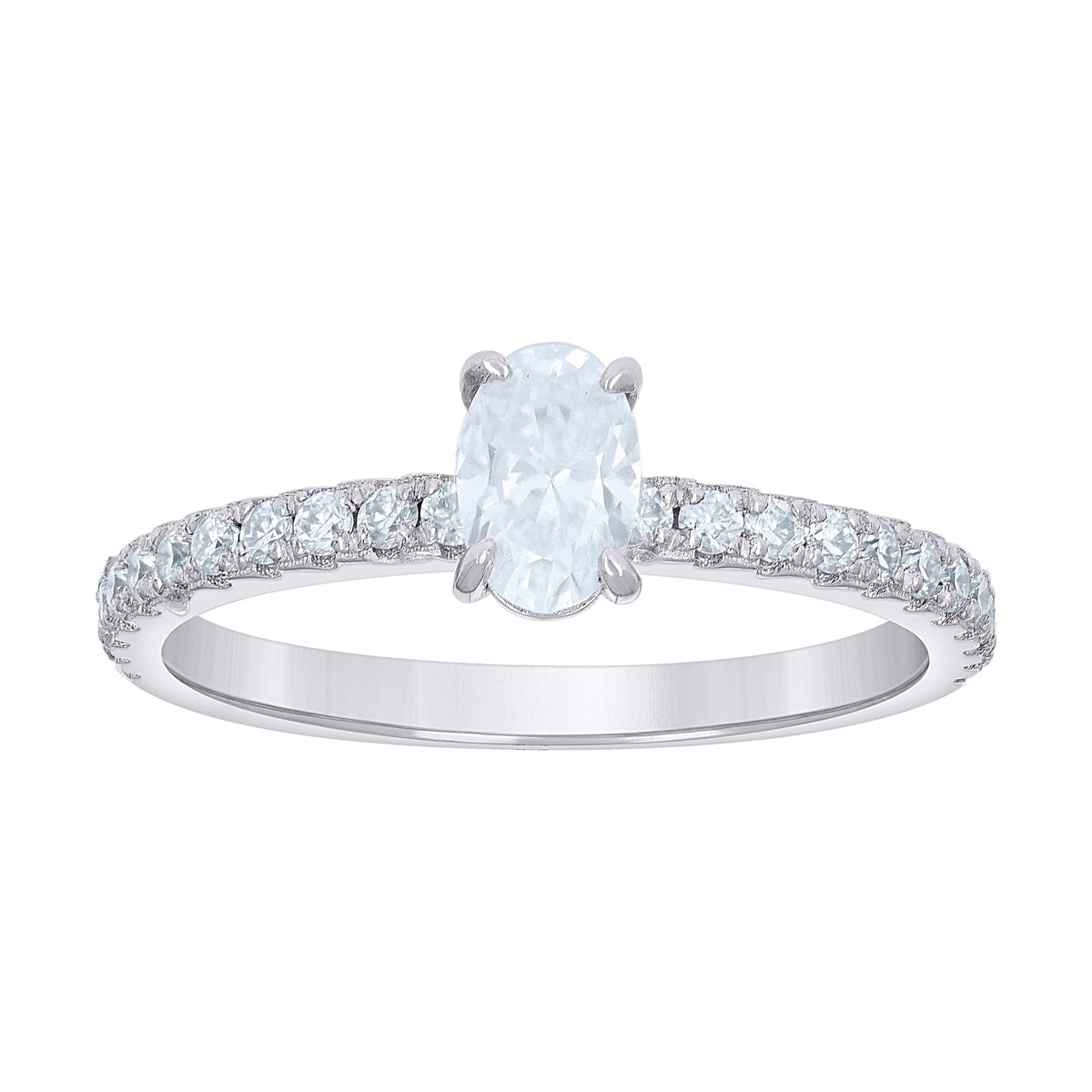 925 Sterling Silver Womens Oval Round 0.77ct Moissanite Oval Engagement Ring Size 8