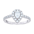 925 Sterling Silver Womens Pear Round 1.05ct Moissanite Teardrop Engagement Ring