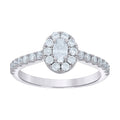 925 Sterling Silver Womens Oval Round 0.86ct Moissanite Oval Engagement Ring